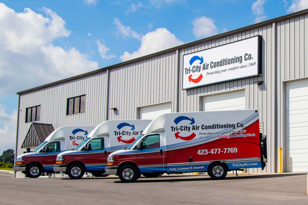 Tri-City Air Conditioning Co. Heat and Air Work Vans Kingsport Johnson City Bristol TN